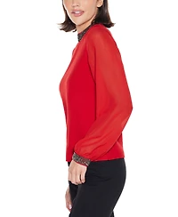 Belldini Women's Black Label Rhinestone-Zip Cardigan Sweater