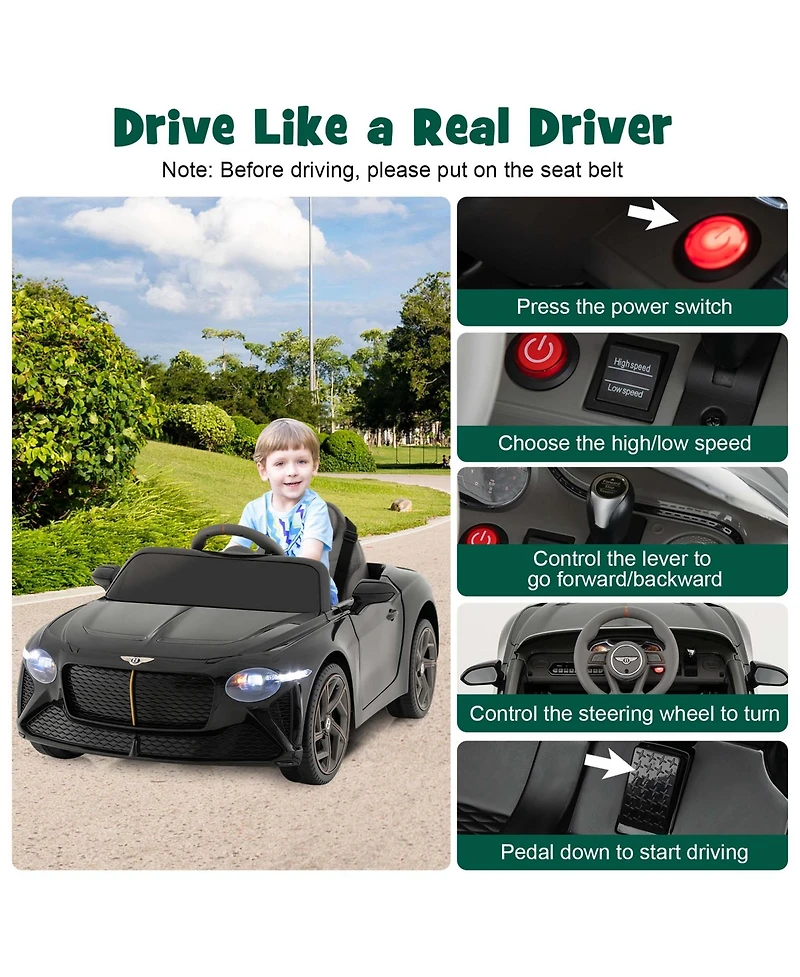12V Licensed Bentley Bacalar Kids Electric Ride-on Car with Remote Control