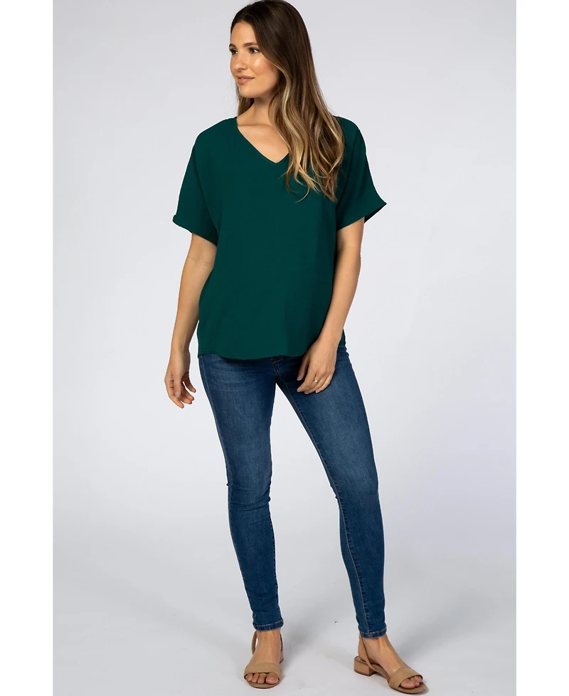 Pinkblush Maternity Forest Green Short Sleeve Blouse