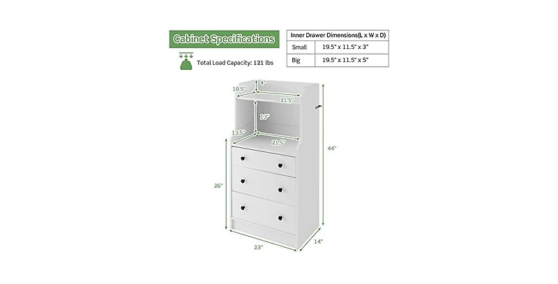 Volenca Modern Storage Dresser with Anti-toppling Device-White