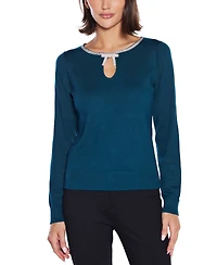 Belldini Women's Embellished Keyhole-Neck Sweater