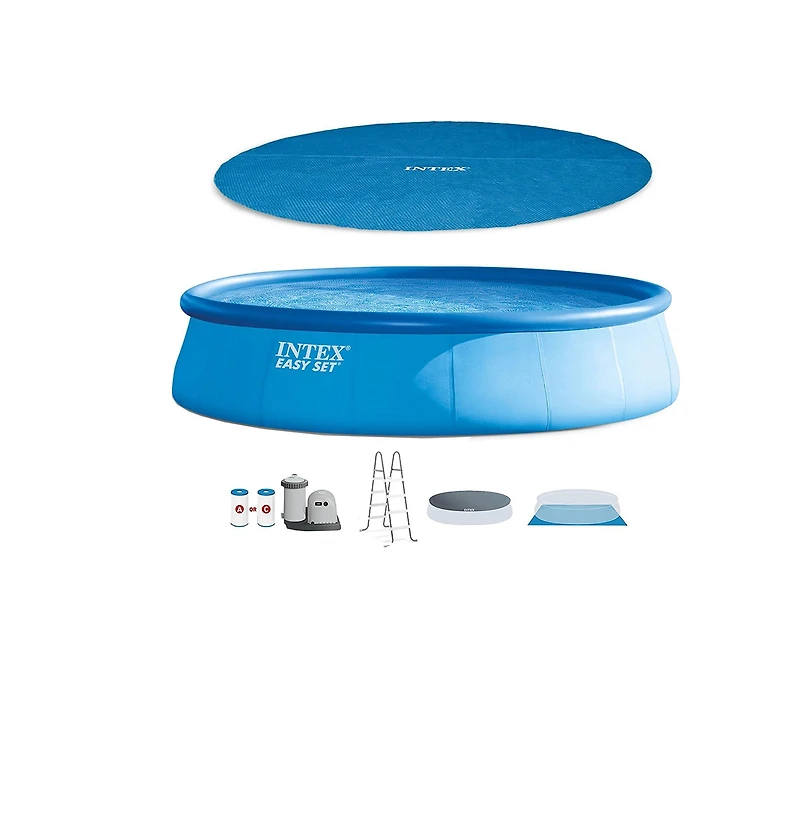 Intex 48in x 18ft Inflatable Above Ground Pool with Ladder, Pump & Cover