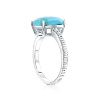 Caribbean Treasures Sterling Silver, Rectangle Larimar Lined Ring
