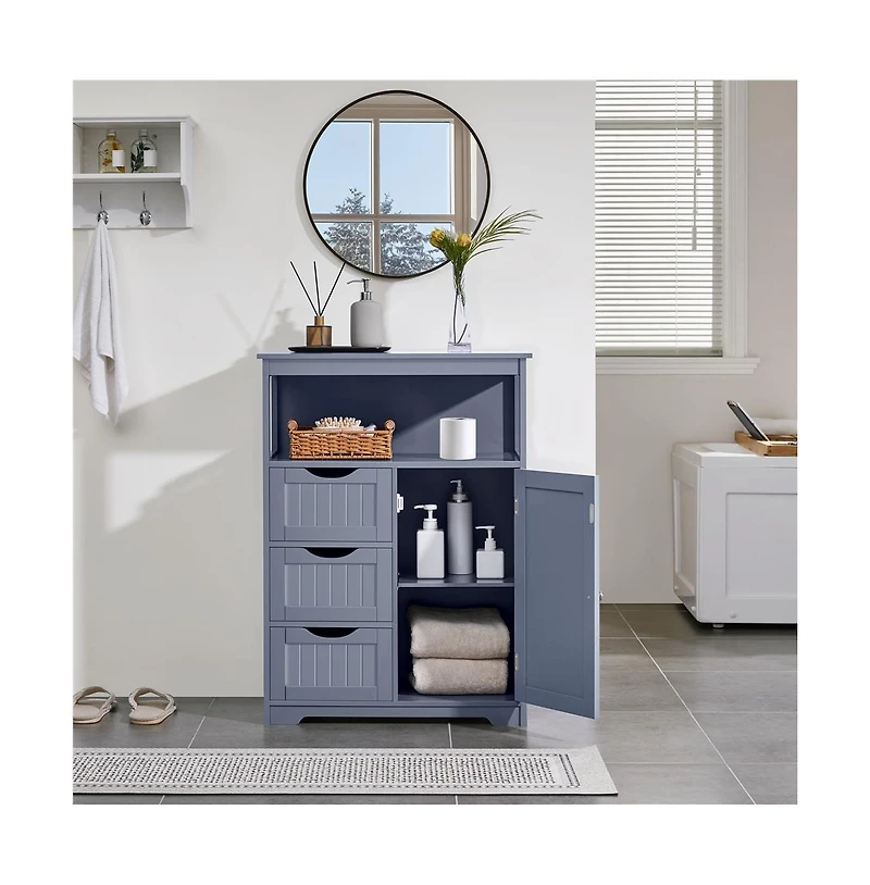 Yaheetech 35.5" H Bathroom Floor Cabinet wirh 1 Door and 3 Drawers