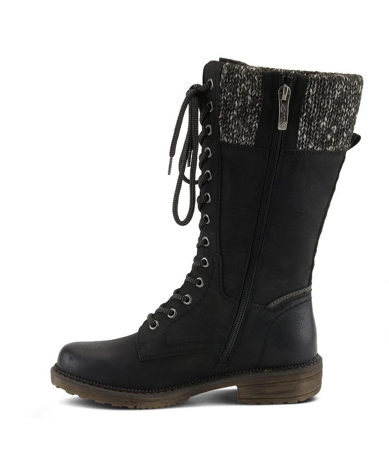 Spring Step Yosemite Water-Resistant Winter Boots with Sweater Trim and Lace-Up Detail