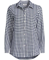Lands' End Plus Flannel Boyfriend Long Sleeve Shirt