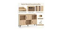 Volenca Sideboard Storage Cabinet Bookcase with 3 Doors and Open Compartments