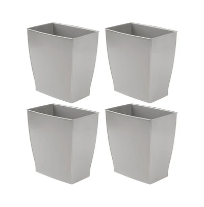 mDesign Small Rectangular Bathroom Trash Cans - Set of 4 - Gray - Made in Usa
