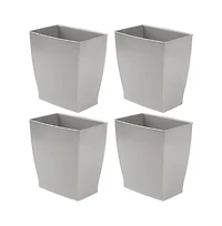 mDesign Small Rectangular Bathroom Trash Cans - Set of 4 - Gray - Made in Usa