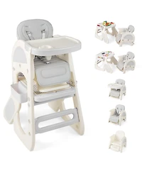 Gymax Convertible Baby Tall Chair 2-Tier Food Tray Feeding Chair for 18+ Month Olds