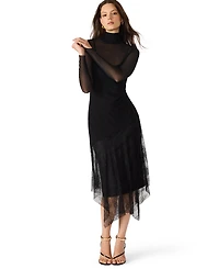 Steve Madden Women's Silas Mock Neck Mesh Midi Dress