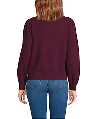 Lands' End Women's Cashmere Puff Sleeve Crew Neck Sweater