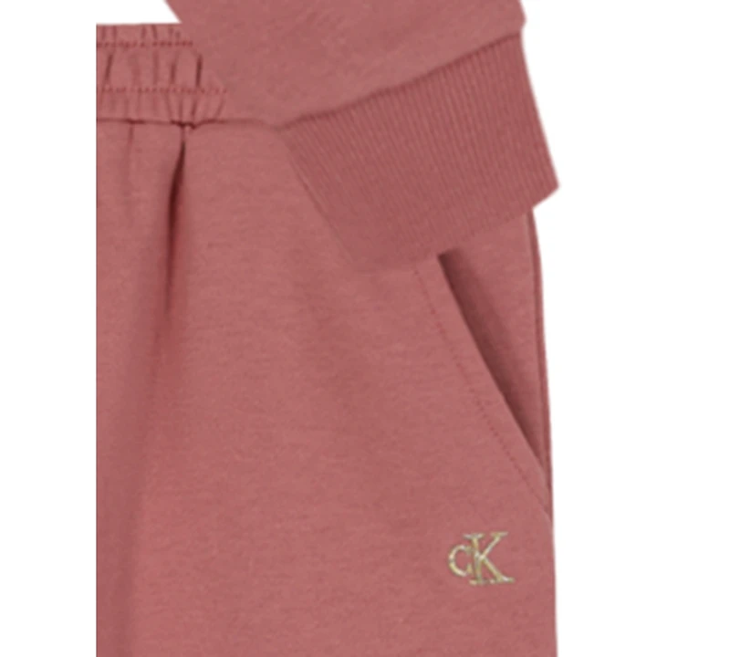 Calvin Klein Baby Girls 2-Piece Fleece Monogram Hoodie and Joggers Set