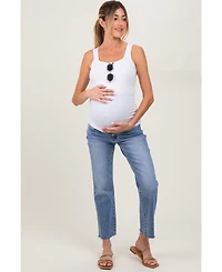 Pinkblush Maternity Blue Cropped Raw Hem Straight Leg Jeans