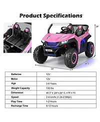 Akiudex 12V 2-Seater Kids Ride-On Utv Car with Remote Control and Storage