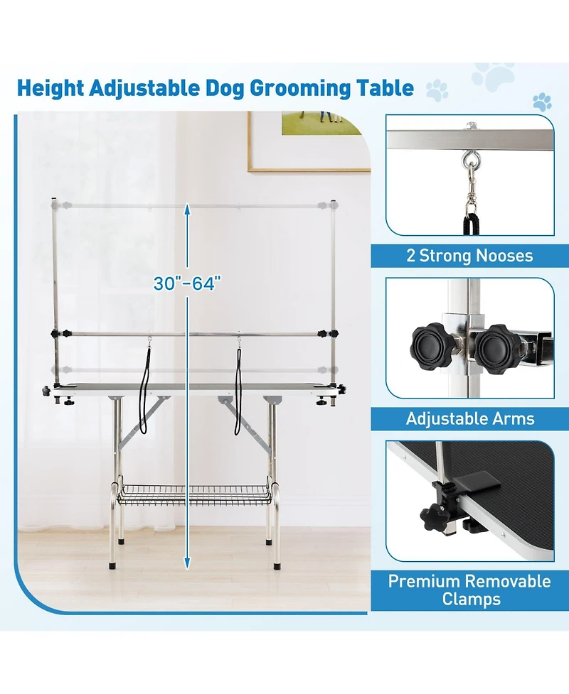 Ecooso Foldable Dog Grooming Table with Height Adjustable Arms