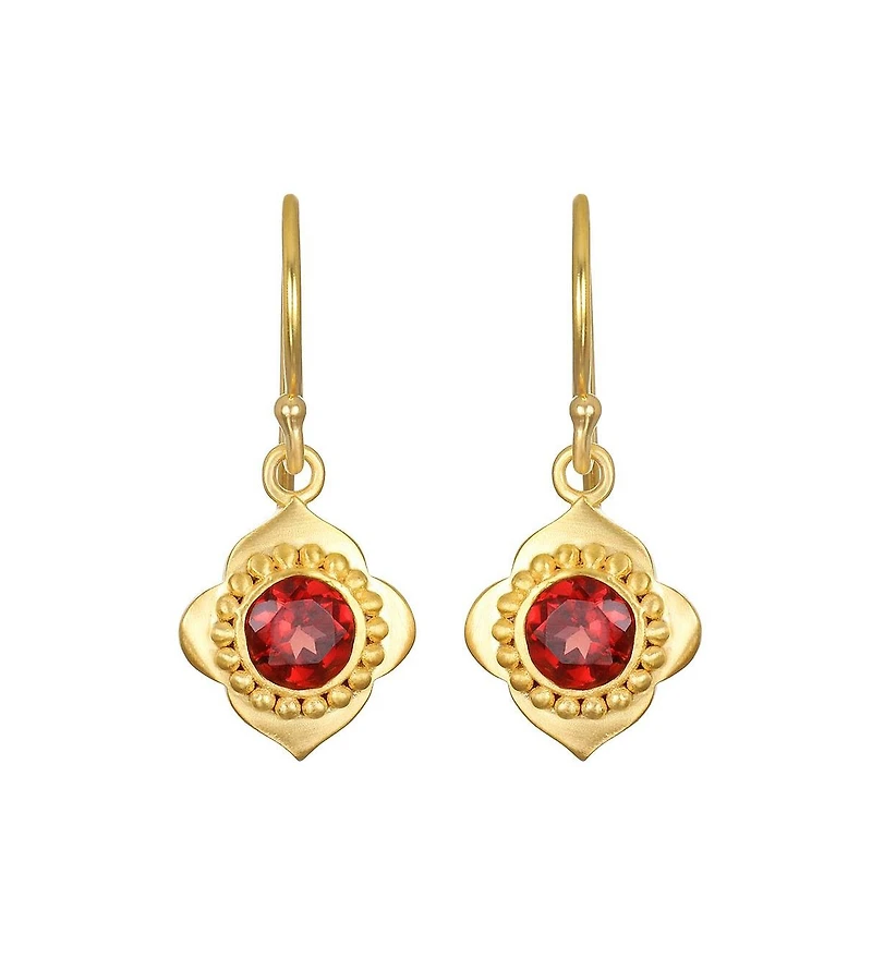 Satya Jewelry Strong Heart Garnet Drop Earrings