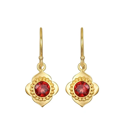 Satya Jewelry Strong Heart Garnet Drop Earrings