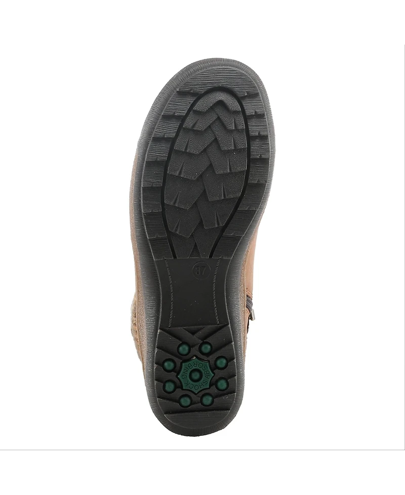 Spring Step Clifton Lace-Up Booties with Sweater Cuff and Shock-Absorbing Sole
