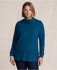 Lands' End Plus Long Sleeve Waffle Cowl Neck Tunic