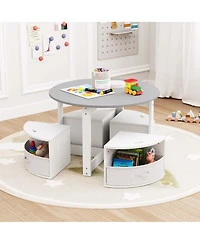 5 Piece Kids Play Table and Chairs Set Round Nesting Toddler Furniture