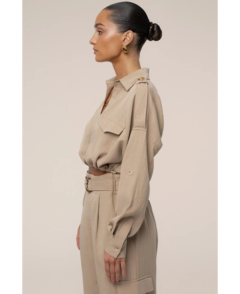 Jluxlabel Women's Oasis Collared Crop Top