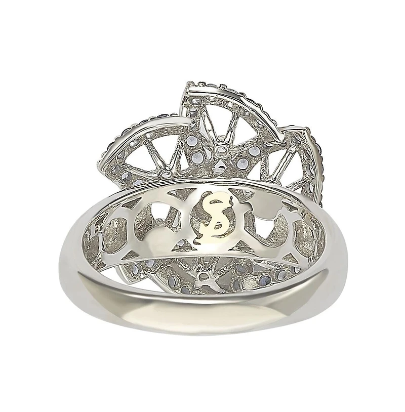Suzy Levian Sterling Silver Sapphire & Created White Sapphire Flower Ring