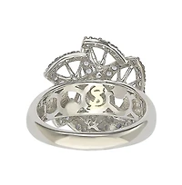 Suzy Levian Sterling Silver Sapphire & Created White Sapphire Flower Ring