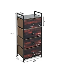 Industrial 4 Fabric Drawers Storage Dresser with Fabric Drawers and Steel Frame