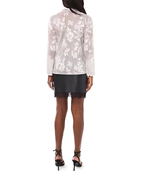 Vince Camuto Women's Metallic Floral-Print Split-Neck Top