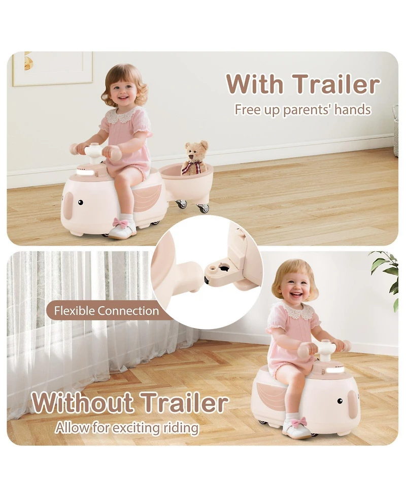 Toddler Ride on Toy with Trailer and Light Music