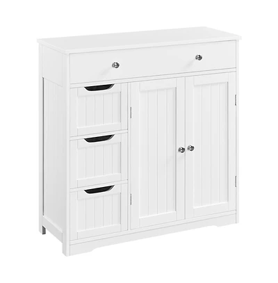 Yaheetech 32" H Free-Standing Bathroom Floor Cabinet with 4 Drawers and 2 Doors Espresso