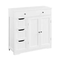 Yaheetech 32" H Free-Standing Bathroom Floor Cabinet with 4 Drawers and 2 Doors Espresso