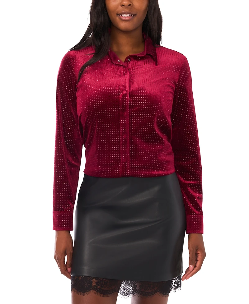 Vince Camuto Women's Sequin Button Front Shirt