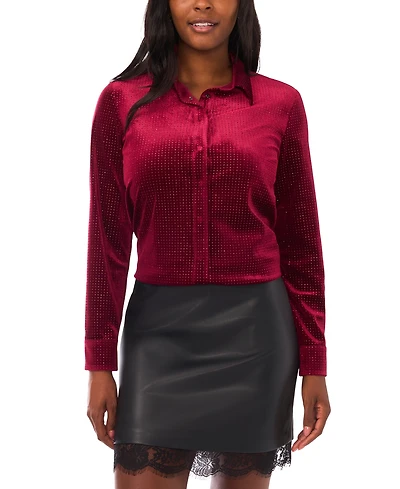 Vince Camuto Women's Sequin Button Front Shirt