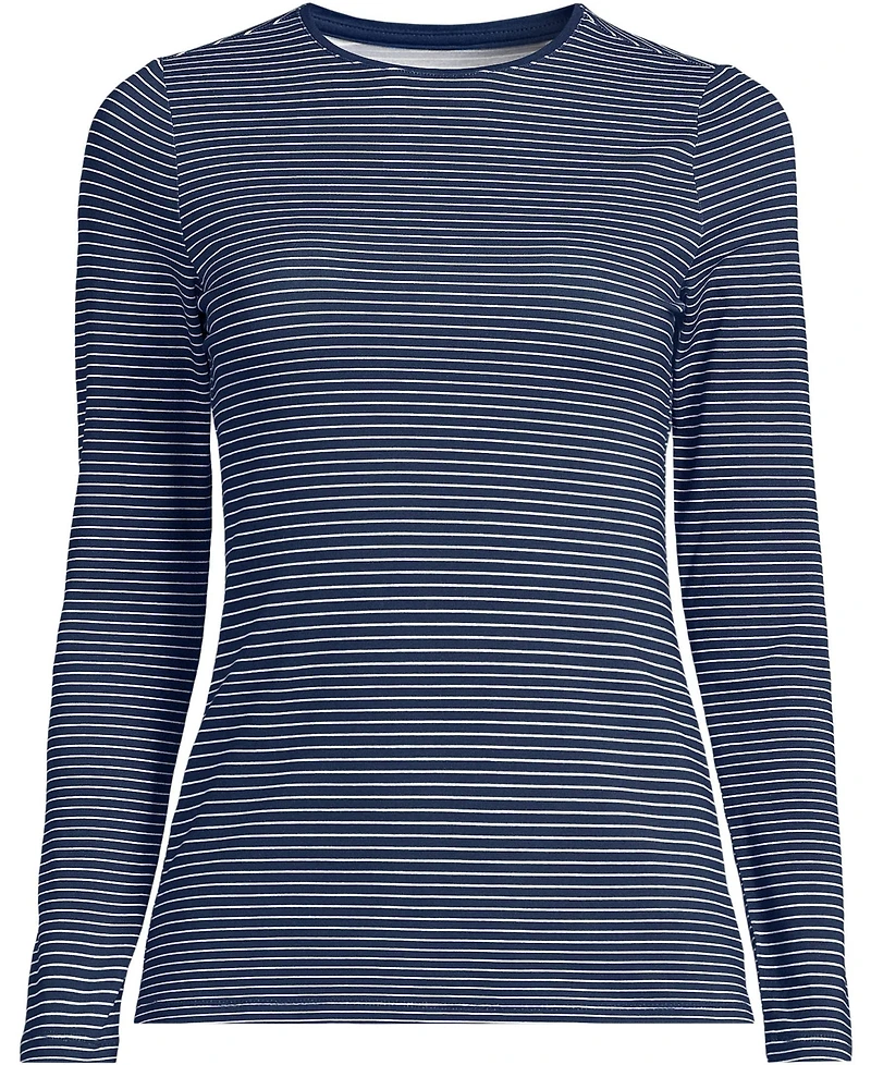 Lands' End Women's Lightweight Jersey Skimming Long Sleeve Crew Neck T-shirt