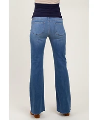 Pinkblush Blue Raw Cut Hem Flare Maternity Jeans