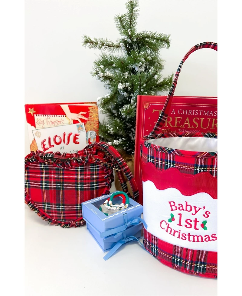 Bits & Bows Plaid Ruffle Girls' Heart Purse in Red