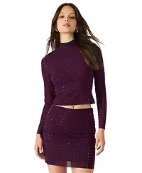 Steve Madden Women's Melvina Mock Neck Long Sleeve Top