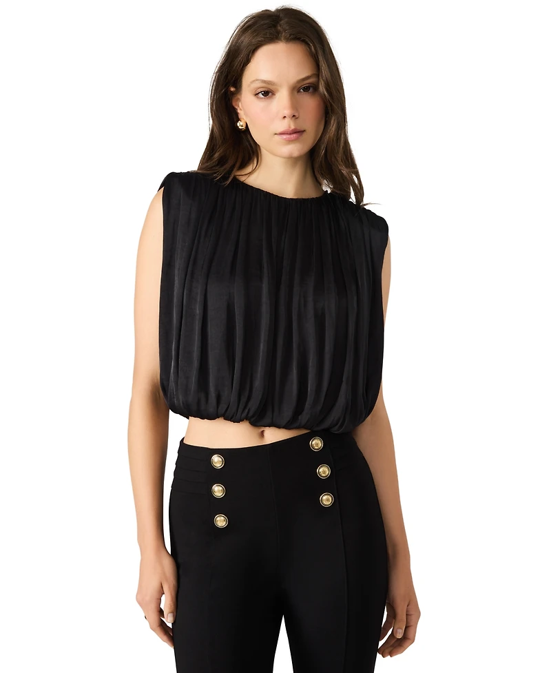 Steve Madden Women's Cherra Crewneck Bubble Hem Top