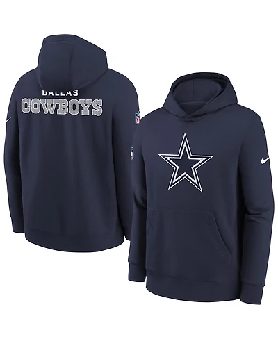 Nike Big Boys and Girls Navy Dallas Cowboys Sideline Club Fleece Hoodie