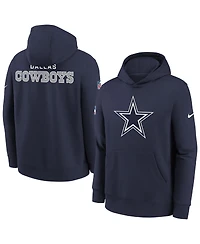 Nike Big Boys and Girls Navy Dallas Cowboys Sideline Club Fleece Hoodie