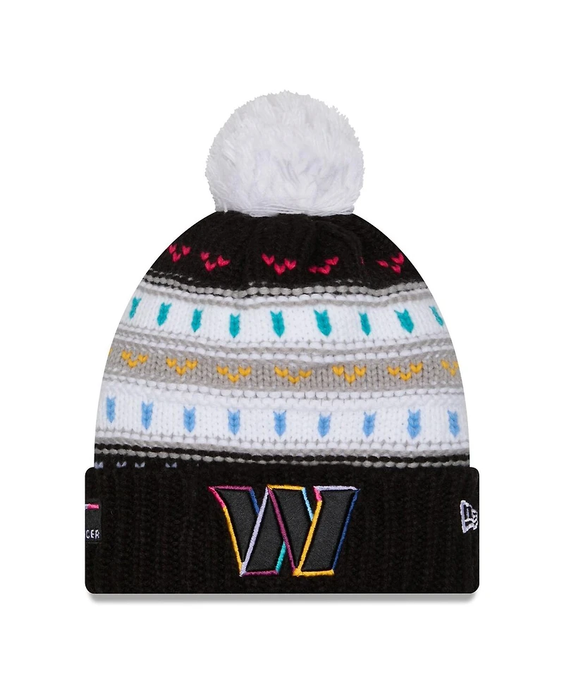 New Era Women's Black Washington Commanders 2025 Nfl Crucial Catch Cuffed Knit with Pom Hat