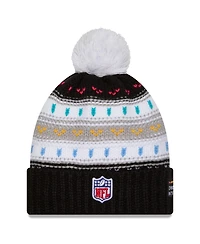 New Era Women's Black Green Bay Packers 2025 Nfl Crucial Catch Cuffed Knit with Pom Hat
