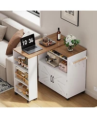 Ironck Kitchen Island with Storage and Power Outlet, White