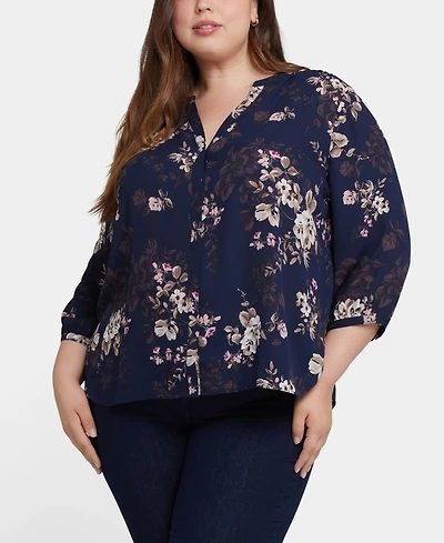 Nydj Plus Pintuck V-Neck Top