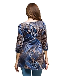 24seven Comfort Apparel Women's Three Quarter Sleeve Tunic Top