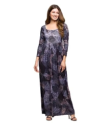 24seven Comfort Apparel Women's Long Sleeve Empire Waist Maxi Dress
