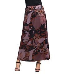 24seven Comfort Apparel Women's Fall Floral Print Maxi Skirt
