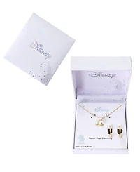 Disney Glass Cultivated Pearl Mickey Pendant Necklace and Hoop Earring Set